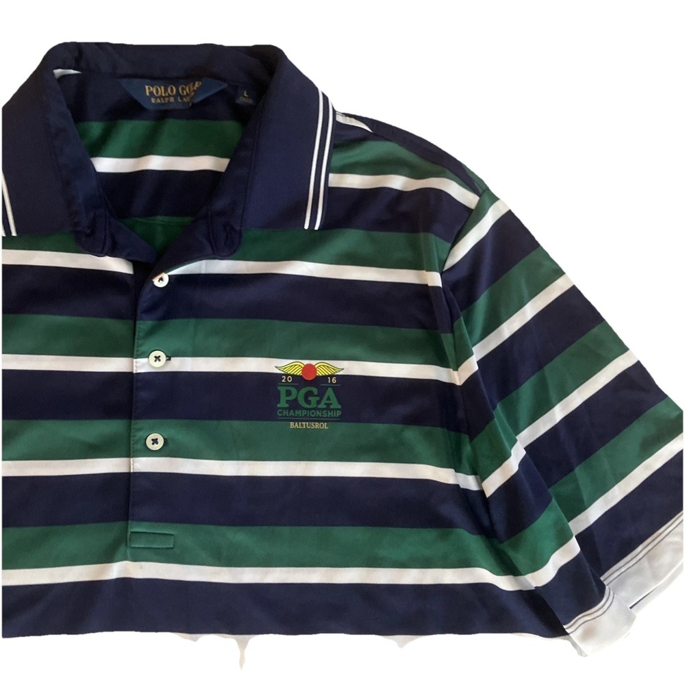 Polo Ralph Lauren Golf Polo Shirt Men's Large Striped PGA Championship Baltusrol